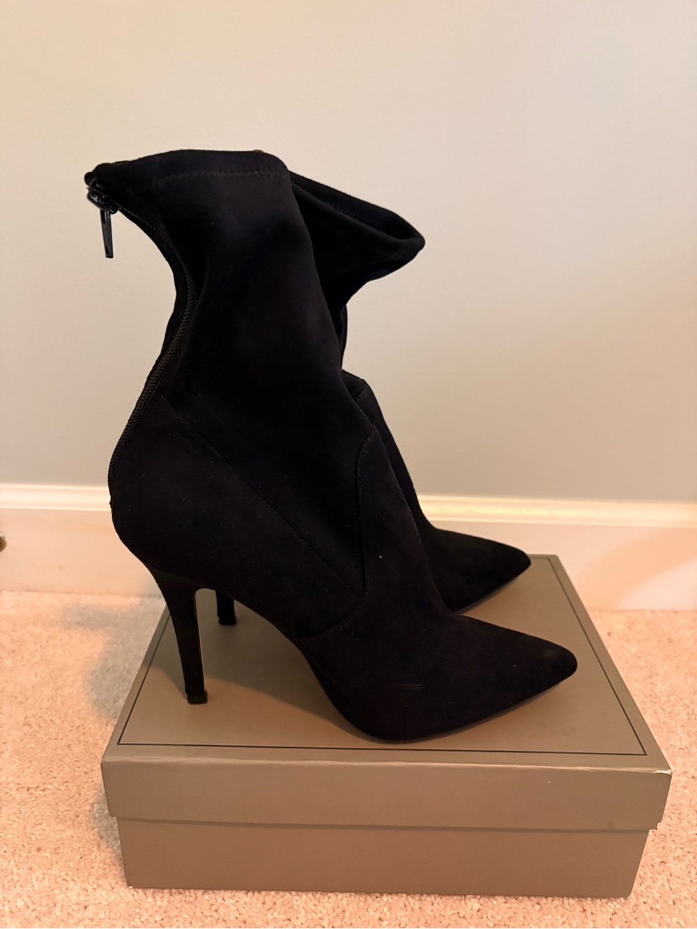 Aldo Black Pointed-Toe Stiletto Sock Boots